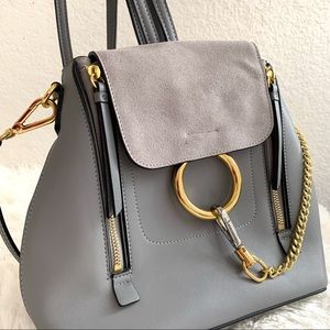 Gray Mini Faye style convertible O-ring backpack